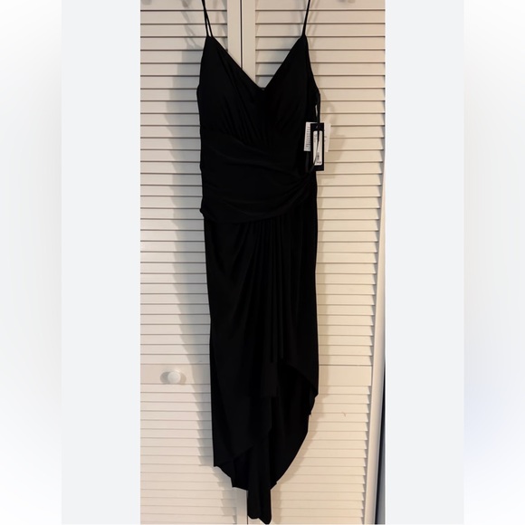 Xscape Ity Midi Spagheti Strap Black Dress Size 2 - Picture 4 of 7